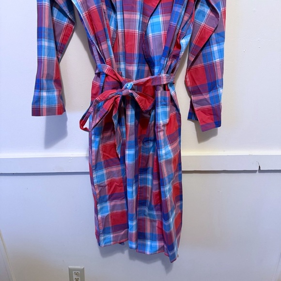 POLO RALPH LAUREN Men's 100% Cotton Woven Plaid Robe Red S/M Small Medium New - Picture 5 of 8